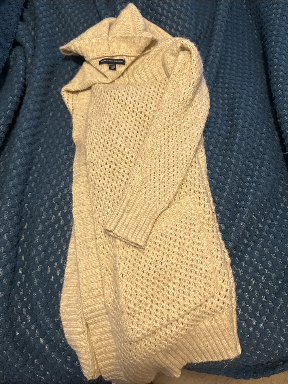 American Eagle Outfitters Cream Open-Knit Cardigan